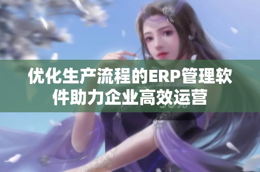 优化生产流程的ERP管理软件助力企业高效运营