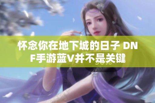 怀念你在地下城的日子 DNF手游蓝V并不是关键