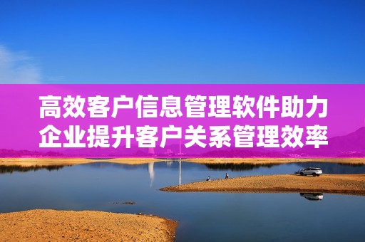 高效客户信息管理软件助力企业提升客户关系管理效率