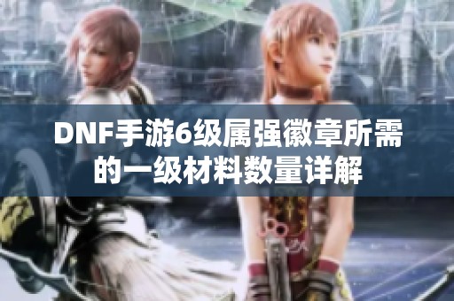 DNF手游6级属强徽章所需的一级材料数量详解