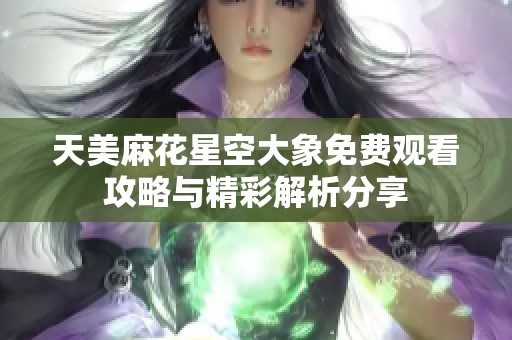 天美麻花星空大象免费观看攻略与精彩解析分享