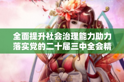 全面提升社会治理能力助力落实党的二十届三中全会精神