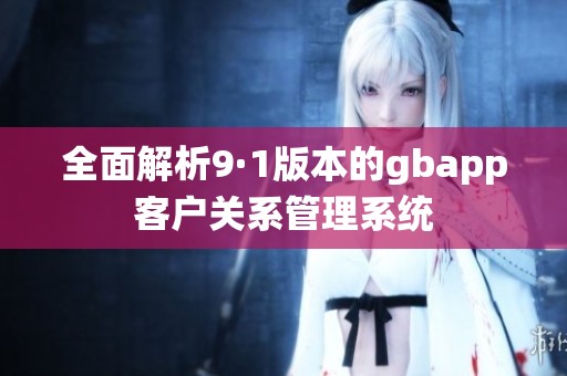 全面解析9·1版本的gbapp客户关系管理系统