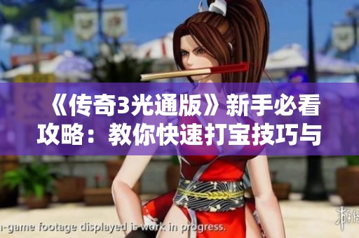 《传奇3光通版》新手必看攻略：教你快速打宝技巧与心得