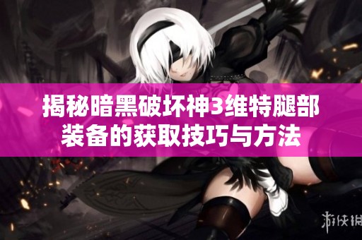 揭秘暗黑破坏神3维特腿部装备的获取技巧与方法