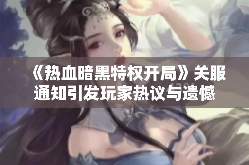 《热血暗黑特权开局》关服通知引发玩家热议与遗憾