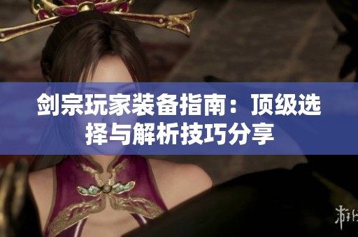 剑宗玩家装备指南：顶级选择与解析技巧分享