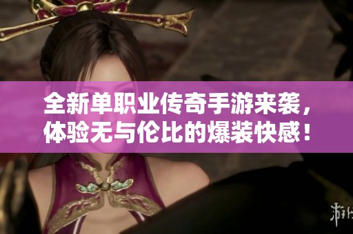全新单职业传奇手游来袭，体验无与伦比的爆装快感！