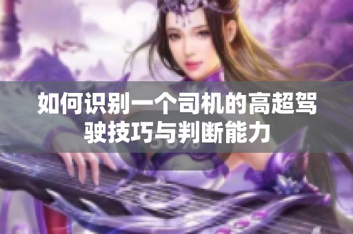 如何识别一个司机的高超驾驶技巧与判断能力