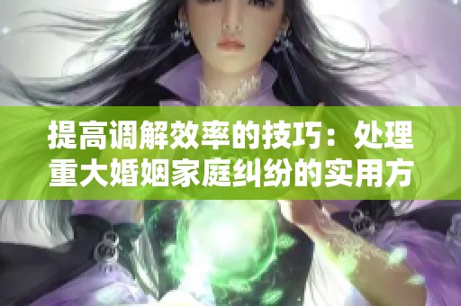 提高调解效率的技巧：处理重大婚姻家庭纠纷的实用方法