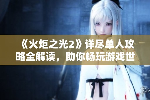 《火炬之光2》详尽单人攻略全解读，助你畅玩游戏世界