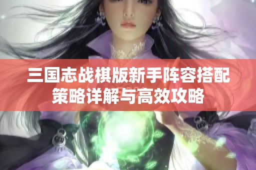 三国志战棋版新手阵容搭配策略详解与高效攻略