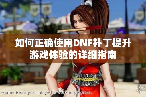 如何正确使用DNF补丁提升游戏体验的详细指南